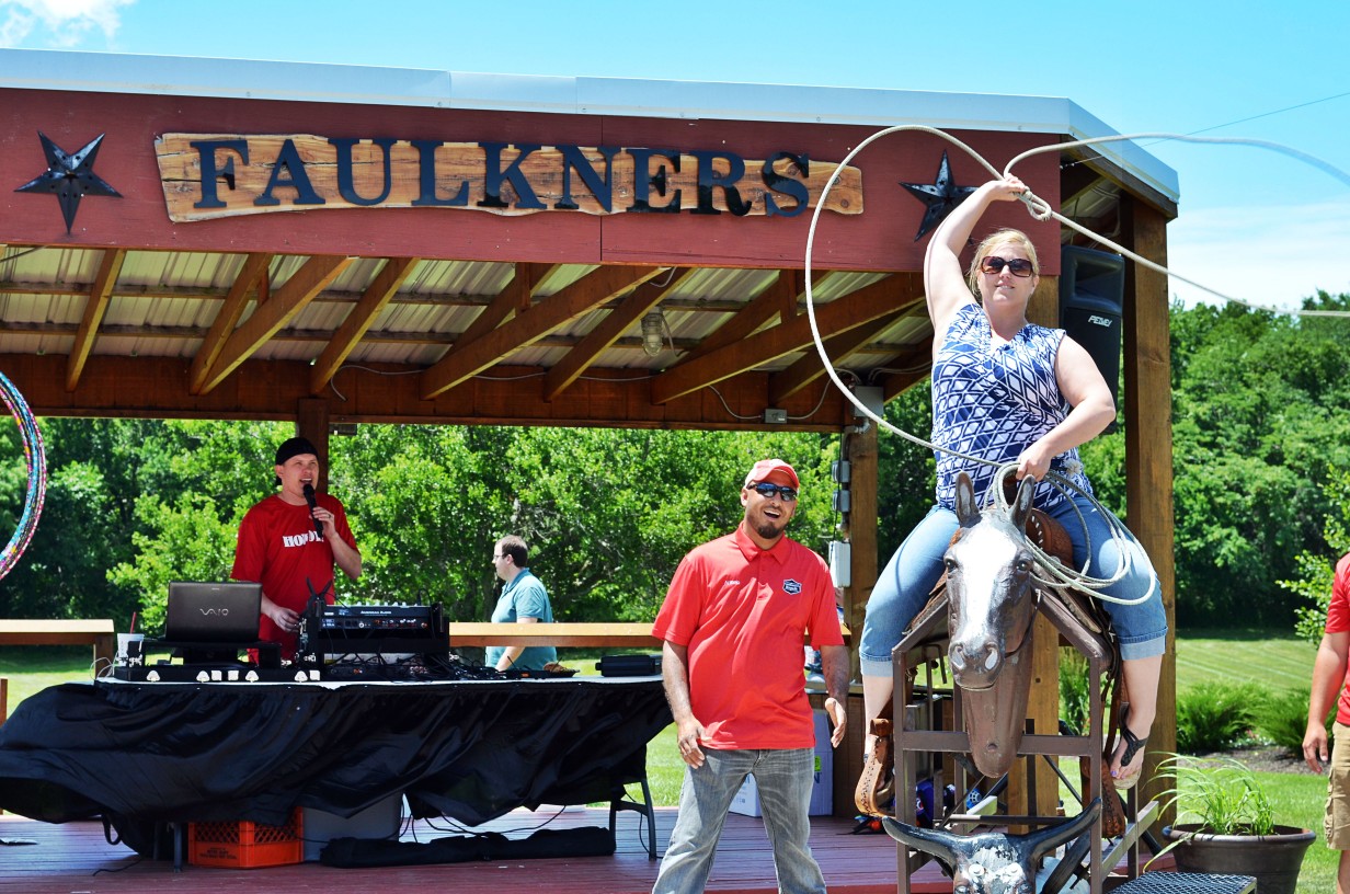 learn to rope at a Faulkner's Ranch company outing